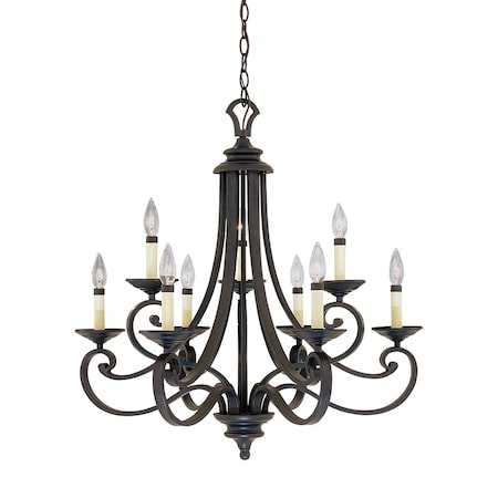 Designers Fountain Barcelona 9-Light Hanging Natural Iron Chandelier 9039-NI